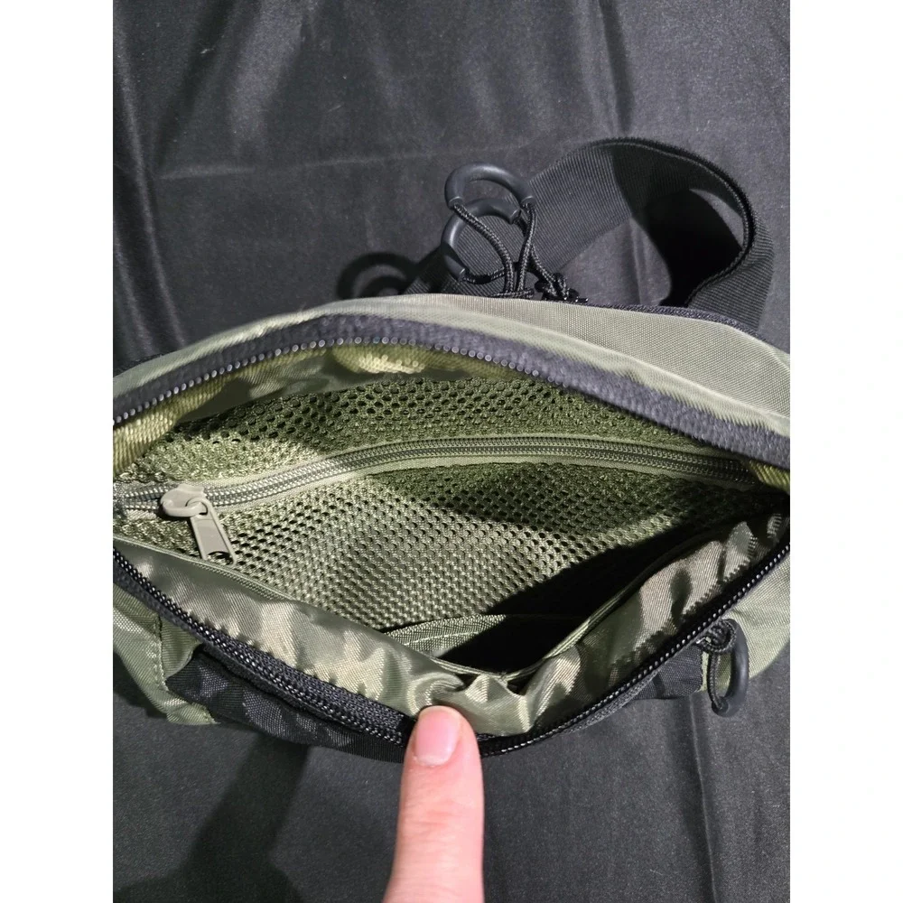 Lone Trail Green Black Nylon Hiking Waist Pack 3 Pockets Adjustable Lightweight